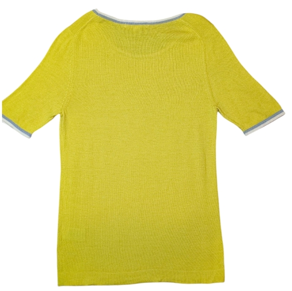 Boden Wool Yellow Short Sleeve Fine Gauge Knit Gray White Crewneck Sweater US4/S - Picture 8 of 17